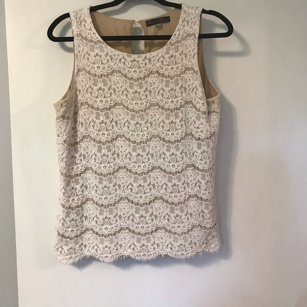 Rose & Olive lace, lined tank